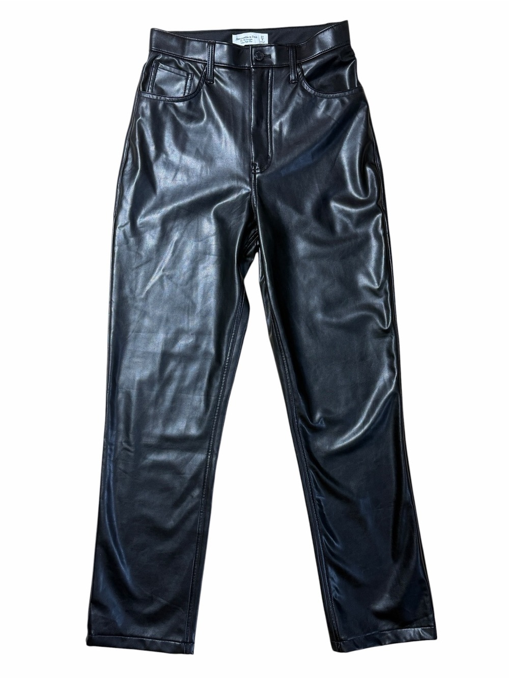 Abercrombie & Fitch The 90s Straight Ultra High Faux Leather Jeans Womens 27